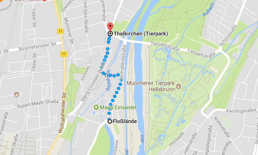 Karte Ankunftsstelle Zentrall&auml;nde M&uuml;nchen-Thalkirchen